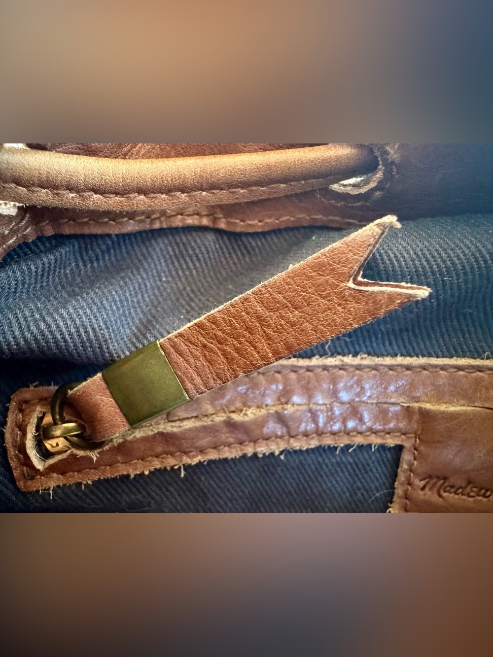 Madewell Backpack Cognac Brown The Transport 100% Leather and optional wallet - Picture 5 of 7